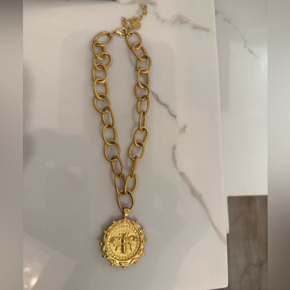 Susan Shaw bee necklace, gold